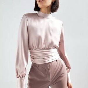 Aritzia Babaton Rosalia blouse, Mauve, long sleeves blouse size XS